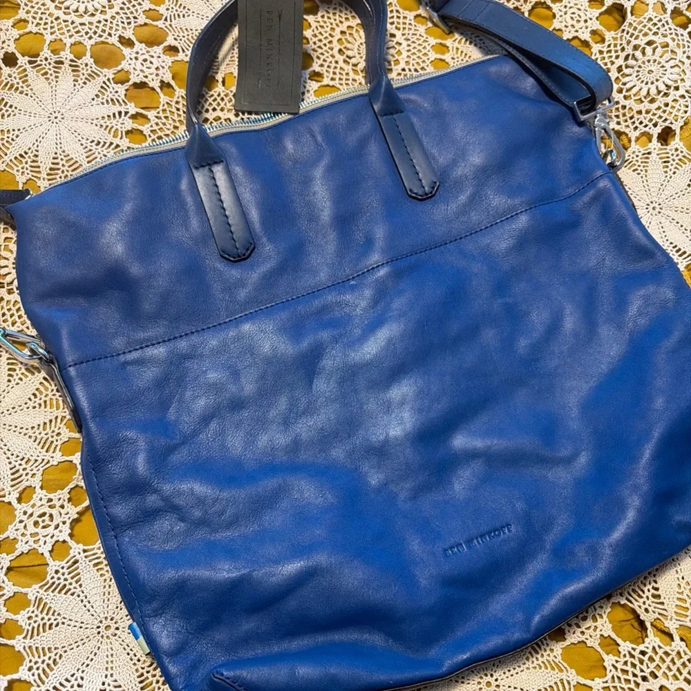 NEW Laptop Ben Minkoff heath royal Leather Messenger Bag tote crossbody
